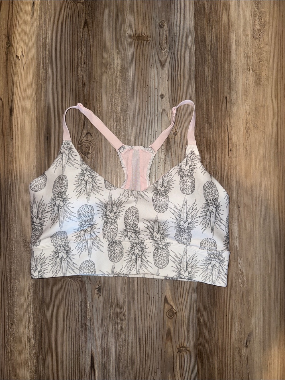 Wildfox Pineapple Print Bralette with Pale Pink Straps